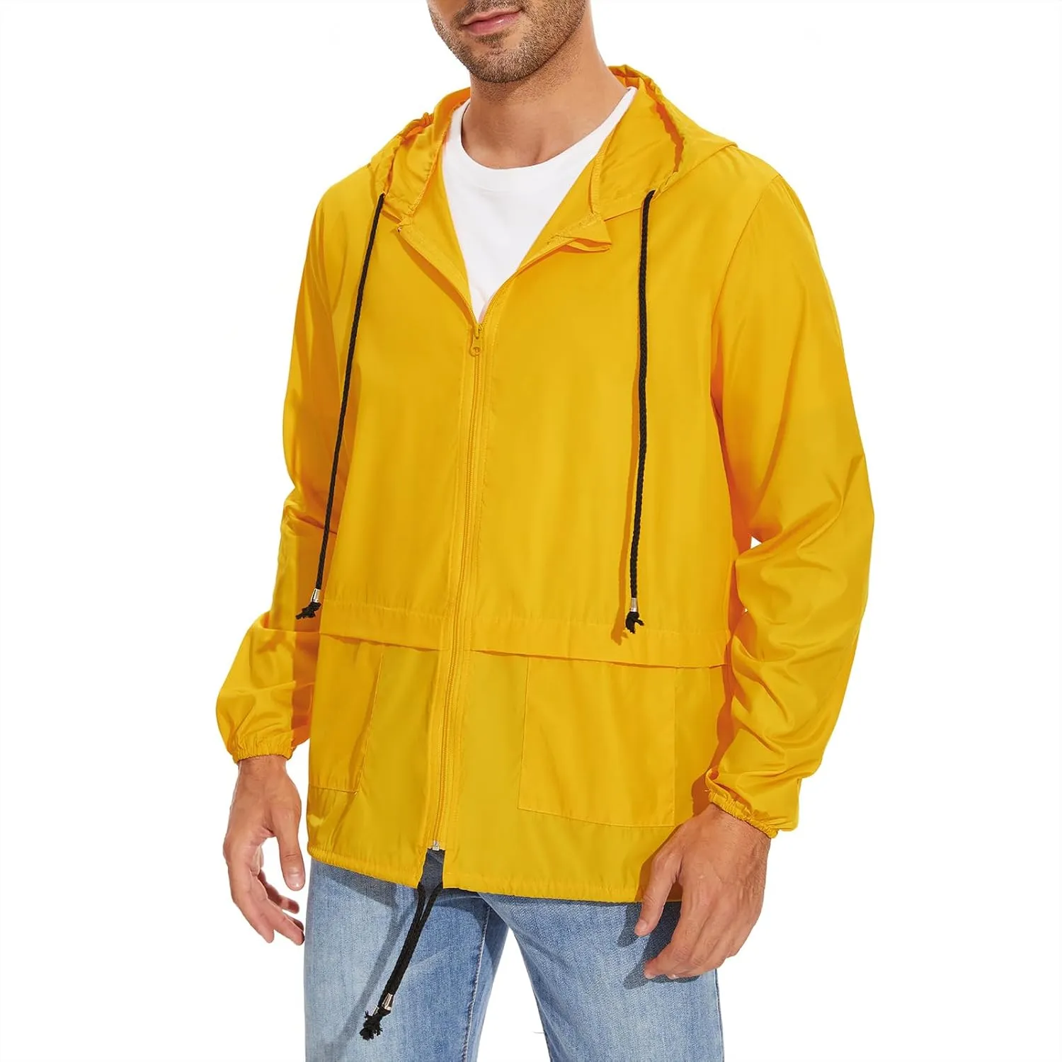 American Trends Raincoat for Men Waterproof with Hood Mens Rain Jacket Windbreaker Jackets Rain Coat
