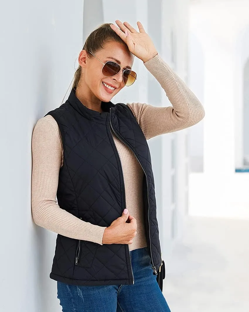Argstar Women's Vest, Quilted Lightweight Zip Pockets Padded Gilet (XS-2XL)