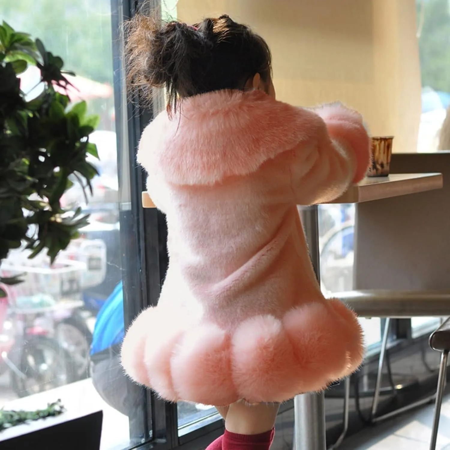 Baby Girls Faux Fur Teddy Long Coat Sherp Fleece Jacket Toddler Kids Shaggy Windproof Winter Warm Outwear