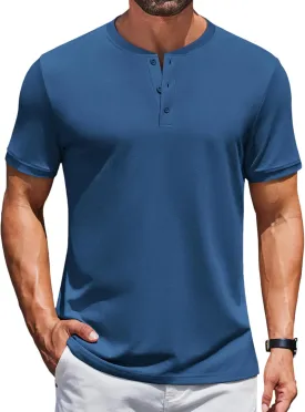 COOFANDY Men's Henley Shirts Short Sleeve Casual Summer Basic Tee Solid Button T-Shirts