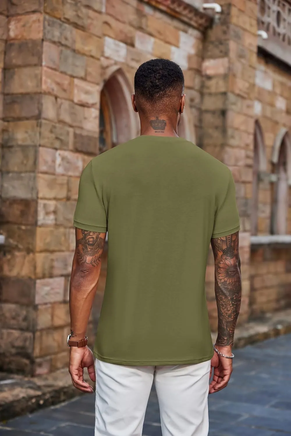 COOFANDY Men's Henley Shirts Short Sleeve Casual Summer Basic Tee Solid Button T-Shirts