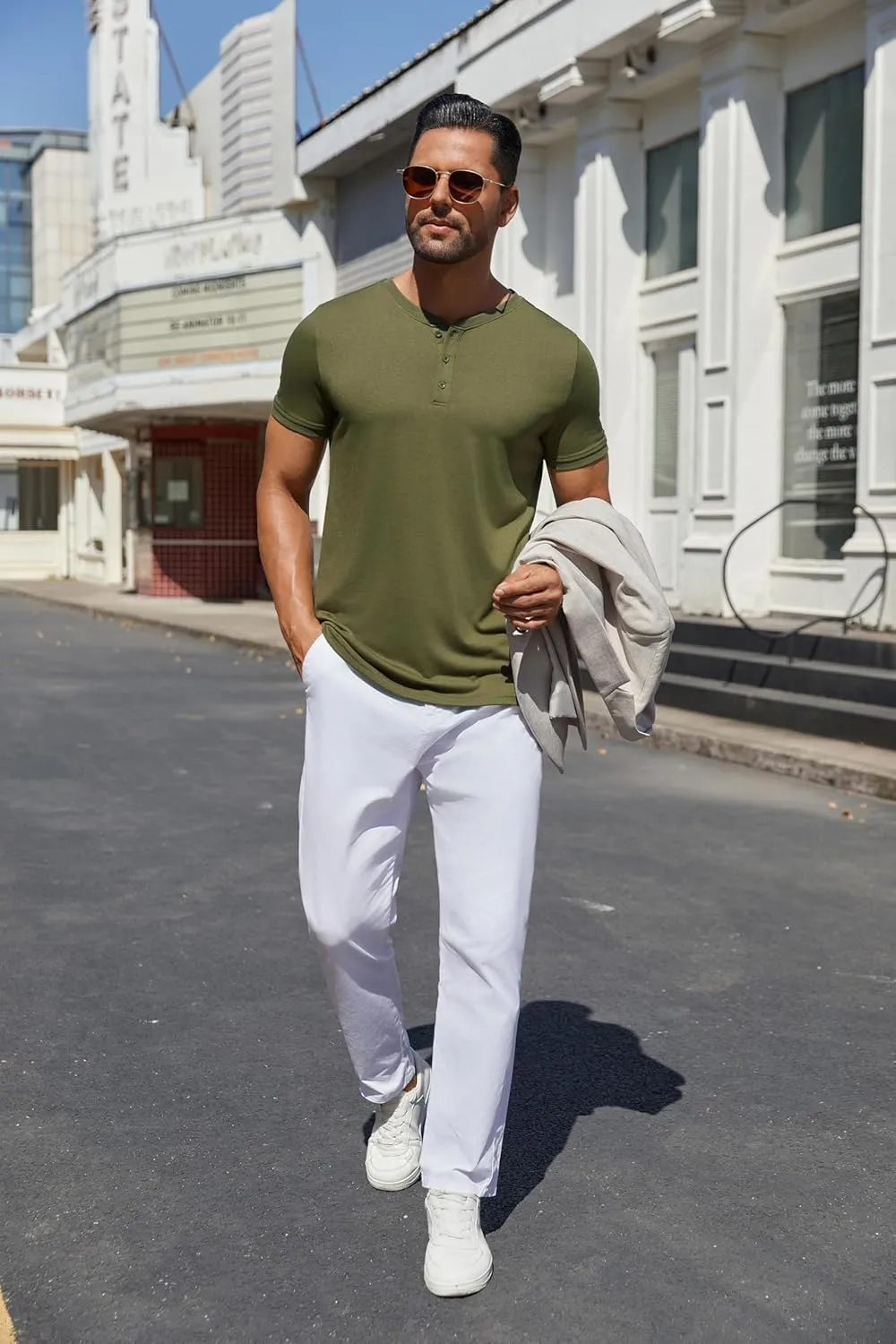 COOFANDY Men's Henley Shirts Short Sleeve Casual Summer Basic Tee Solid Button T-Shirts