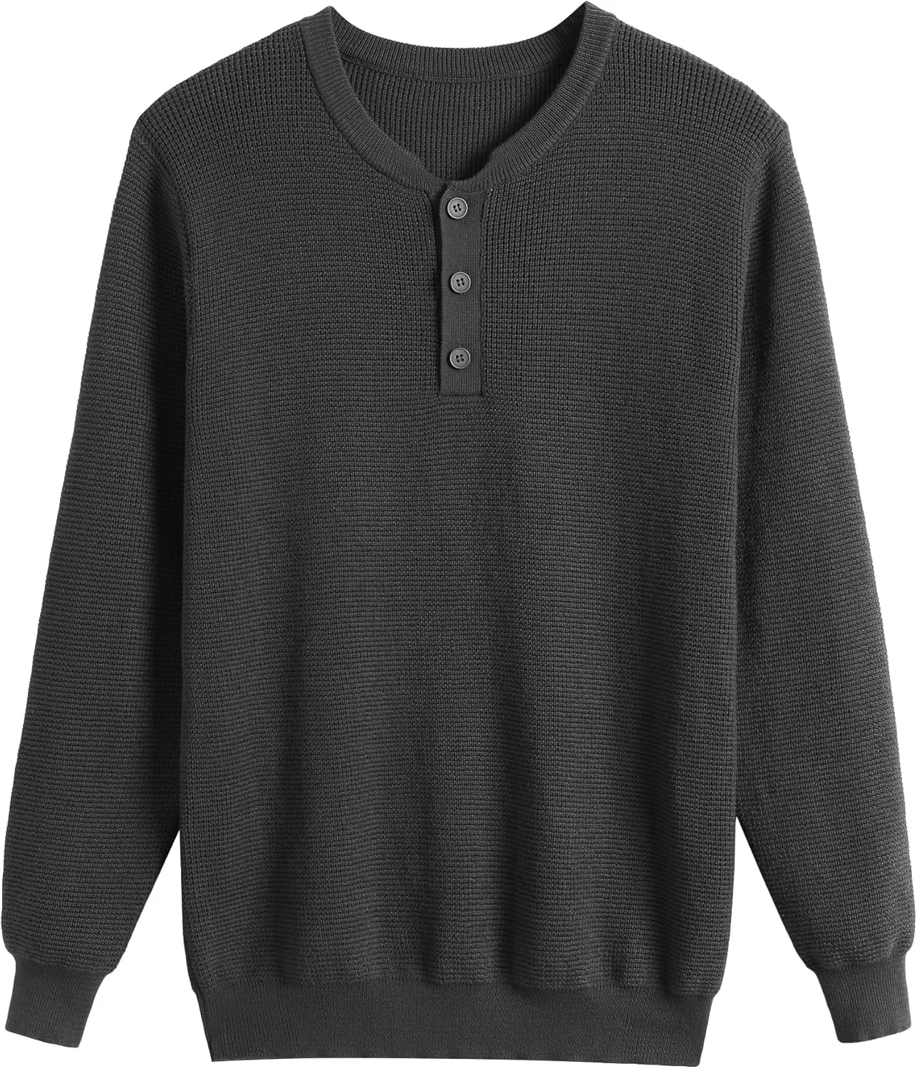 COOFANDY Men's Waffle Henley Shirts Crewneck Lightweight Sweater Long Sleeve Causal Knitted Pullover T Shirt