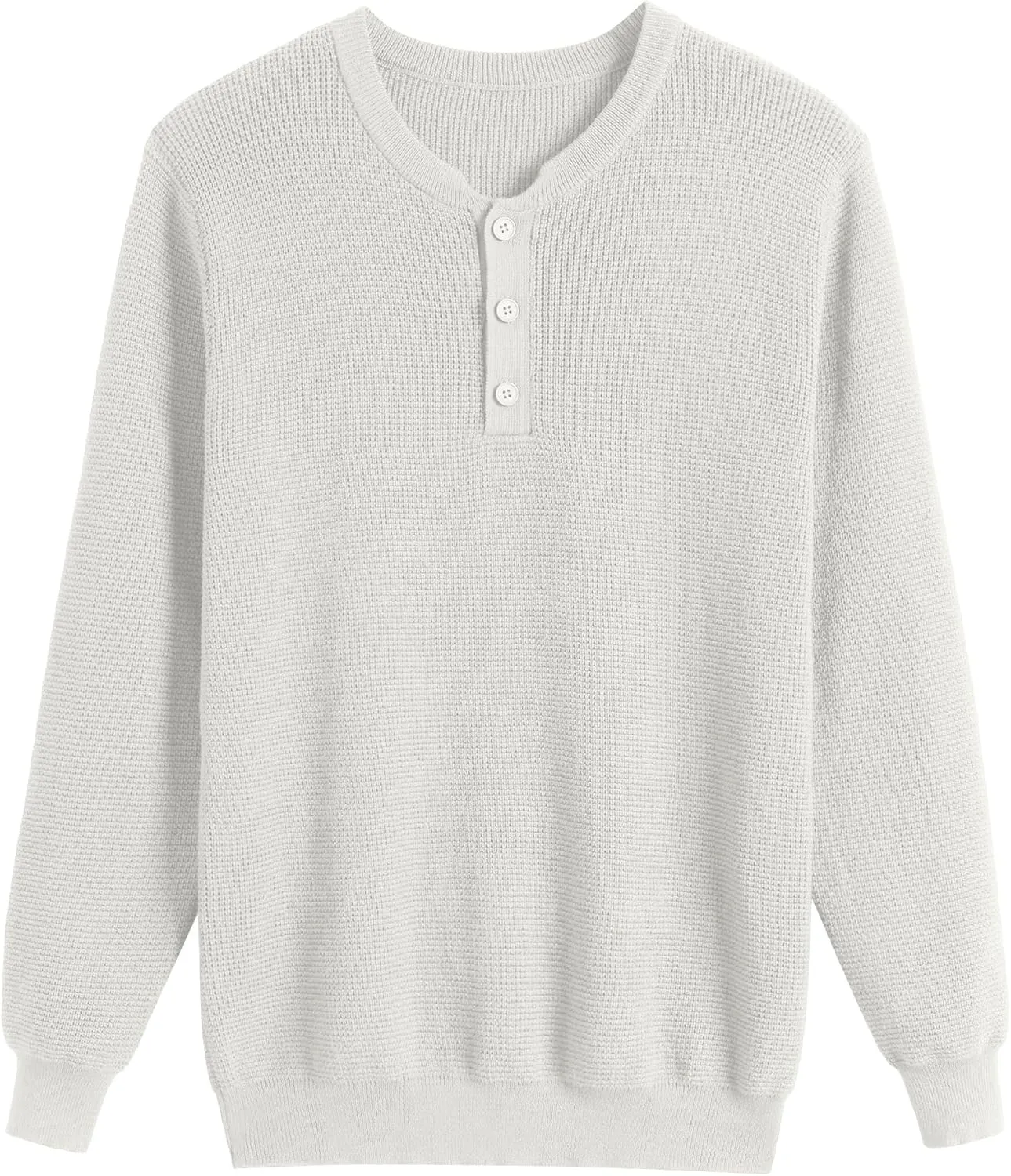 COOFANDY Men's Waffle Henley Shirts Crewneck Lightweight Sweater Long Sleeve Causal Knitted Pullover T Shirt