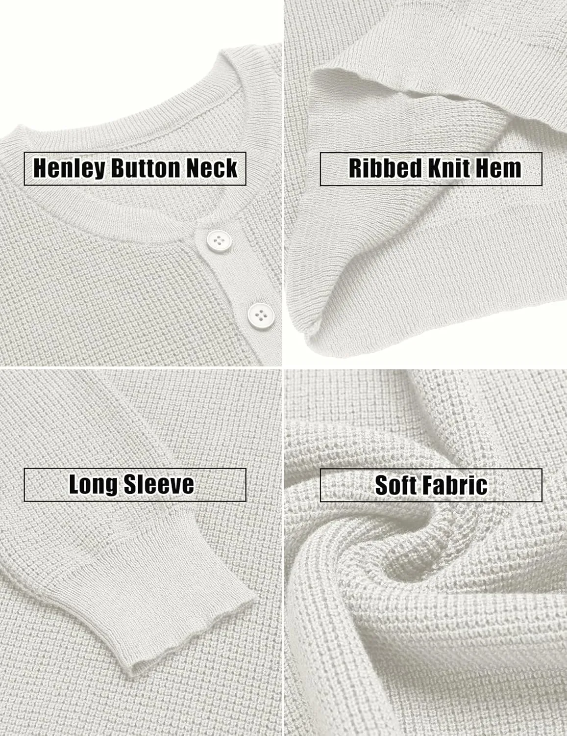 COOFANDY Men's Waffle Henley Shirts Crewneck Lightweight Sweater Long Sleeve Causal Knitted Pullover T Shirt