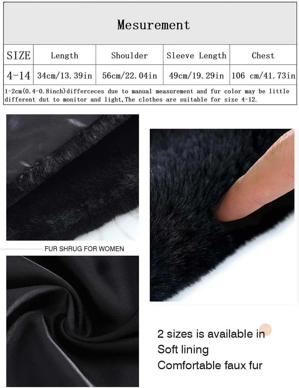 EASEDAILY Women's Bolero Shrug Fur Jacket Long Sleeve Crop Top Faux Open Front Cardigan Evening Dress Cover Up for Bride