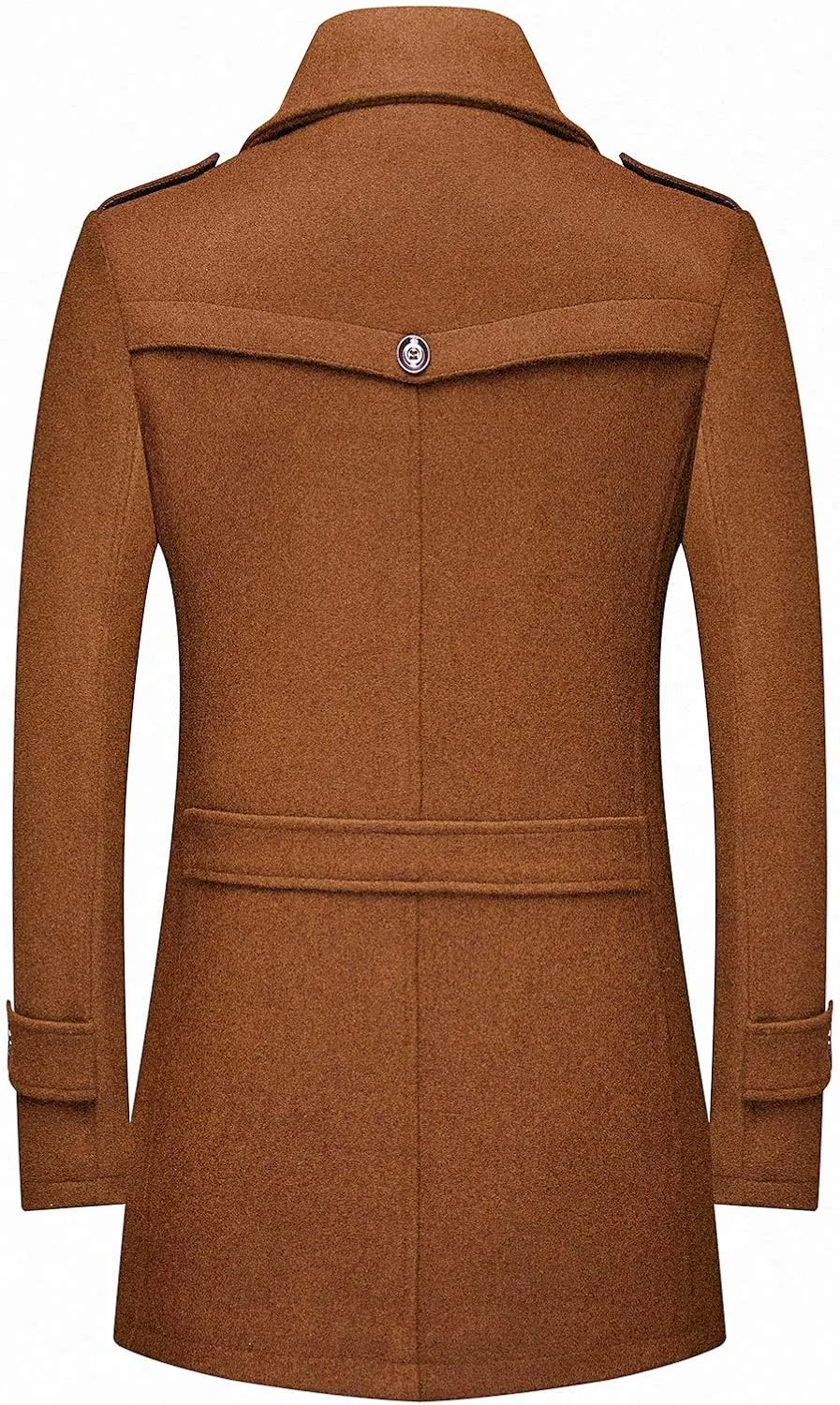 FTIMILD Men's Wool Blend Coat with Detachable Scarfs Notched Collar Single Breasted Pea Coa