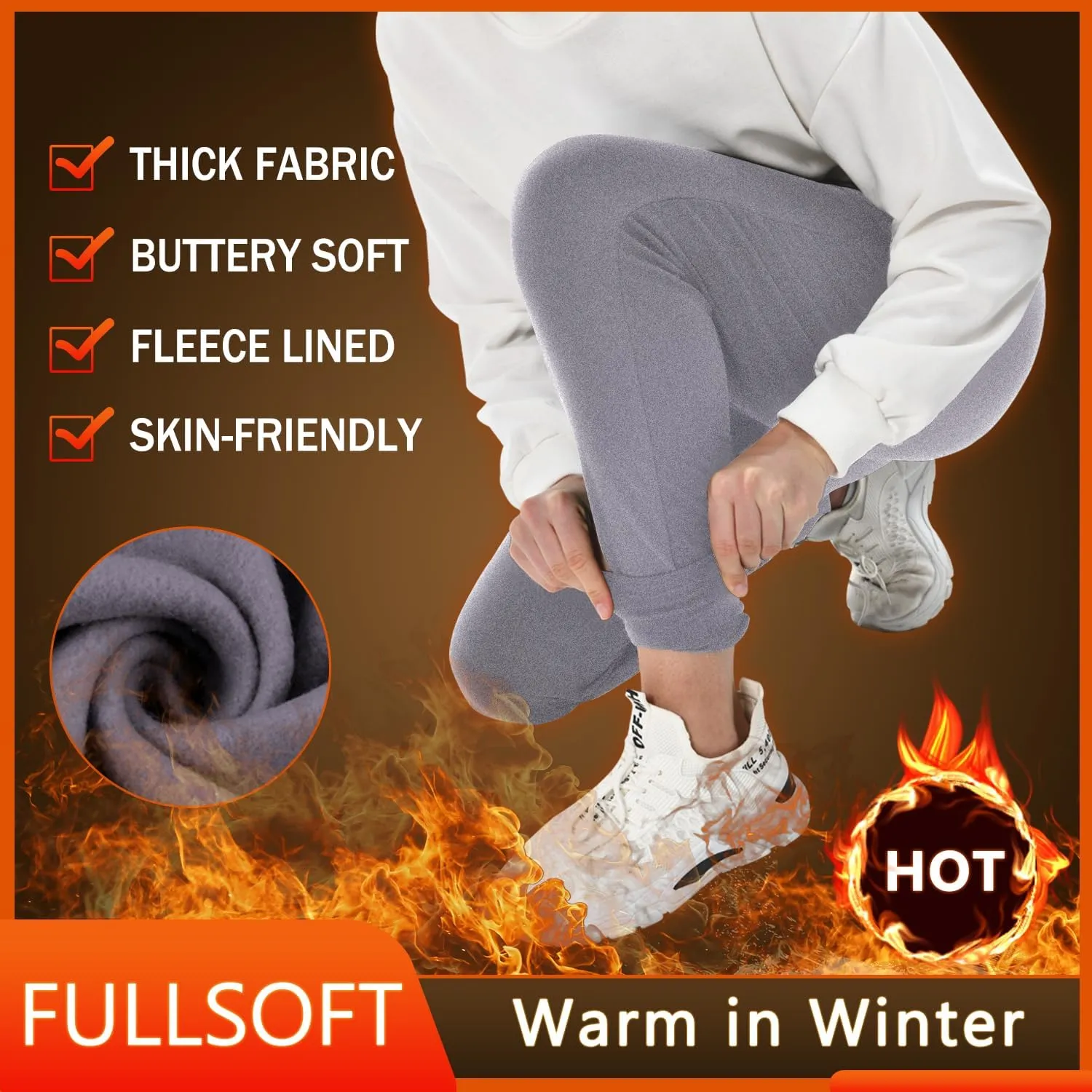 FULLSOFT Fleece Lined Sweatpants for Women-Women's Thermal Joggers with Pockets Lounge Leggings for Workout Running Winter