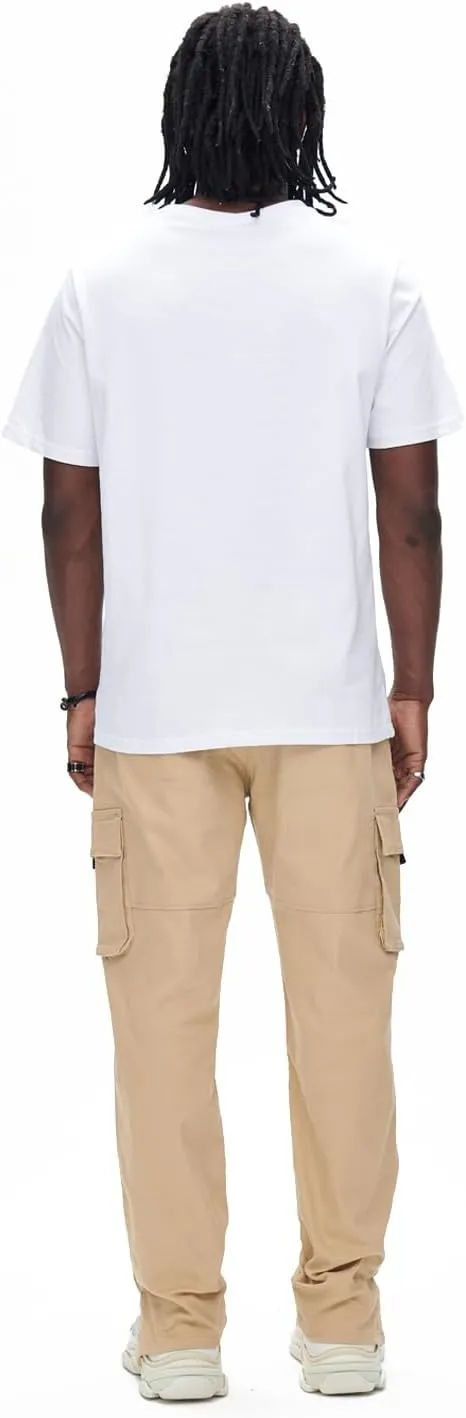 GINGTTO Men's Casual Cargo Pants Drawstring Elastic Waist Work Pants Hiking Jogger Multi Pockets