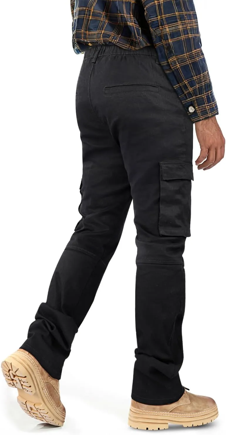 GINGTTO Men's Casual Cargo Pants Drawstring Elastic Waist Work Pants Hiking Jogger Multi Pockets