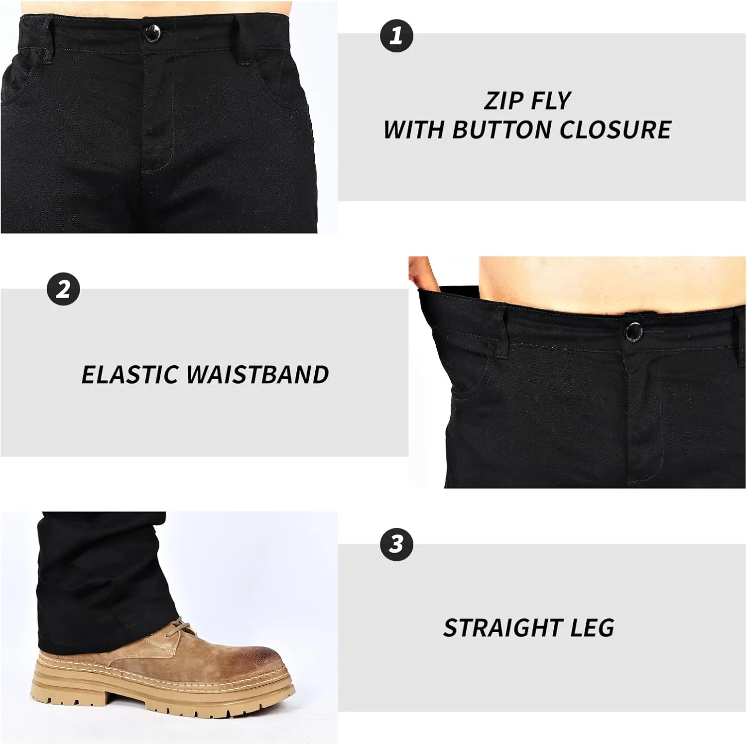 GINGTTO Men's Casual Cargo Pants Drawstring Elastic Waist Work Pants Hiking Jogger Multi Pockets