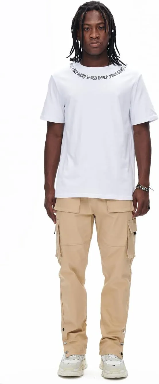 GINGTTO Men's Casual Cargo Pants Drawstring Elastic Waist Work Pants Hiking Jogger Multi Pockets