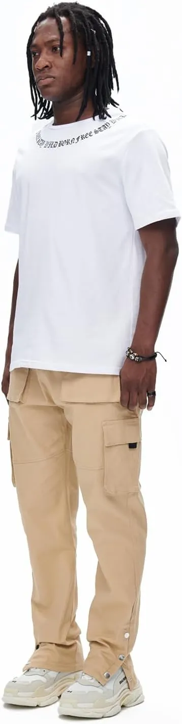 GINGTTO Men's Casual Cargo Pants Drawstring Elastic Waist Work Pants Hiking Jogger Multi Pockets
