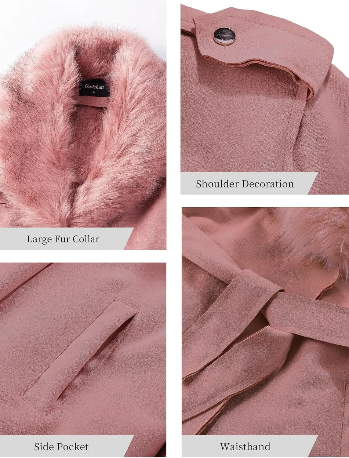 Giolshon Women's Puffer Coat Long-Sleeve Winter Warm Hood Jacket with Pocket