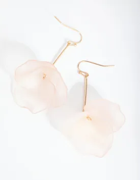 Gold Opaque Flower Drop Earrings