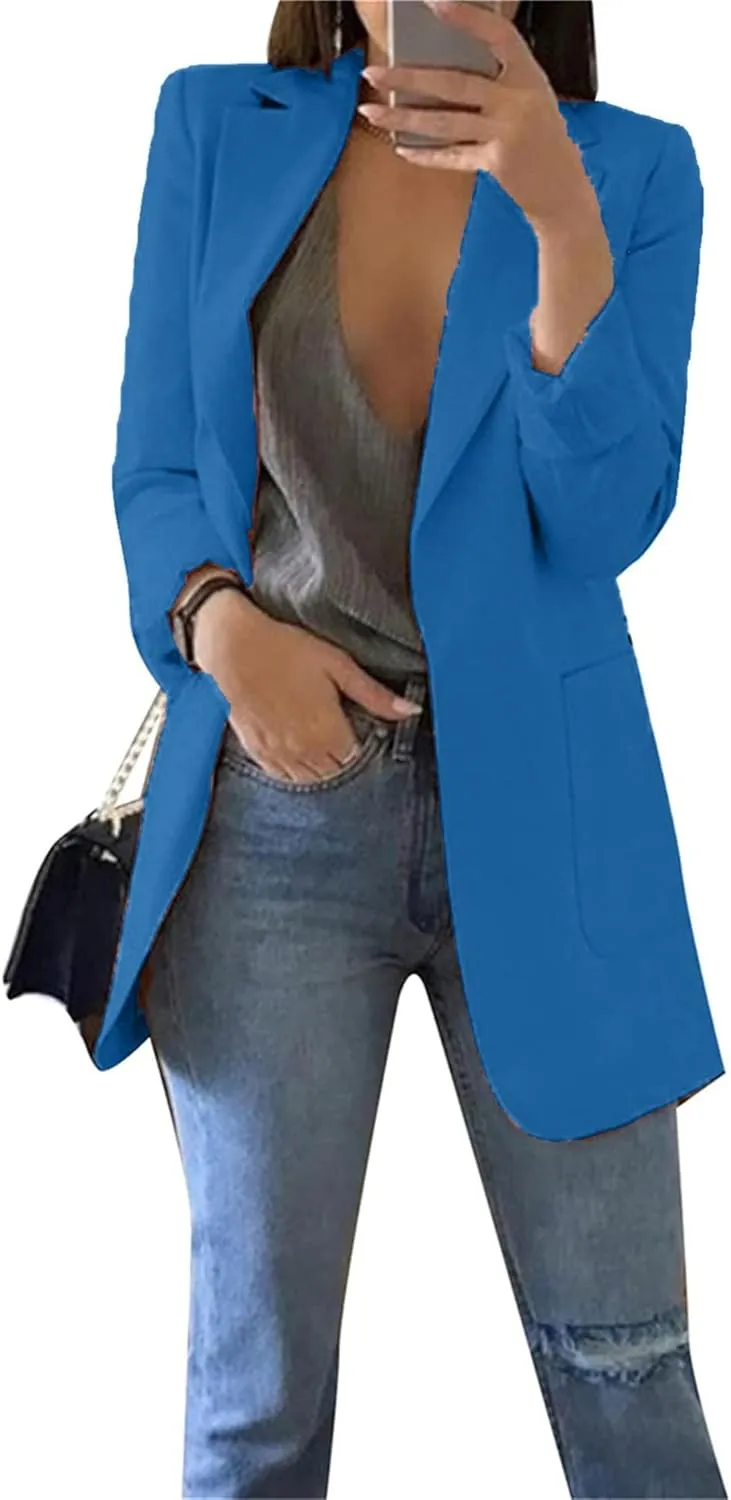 GRASWE Women Casual Loose Fit Long Sleeve Blazer Cardigan Fashion Plus Size Work Blazer