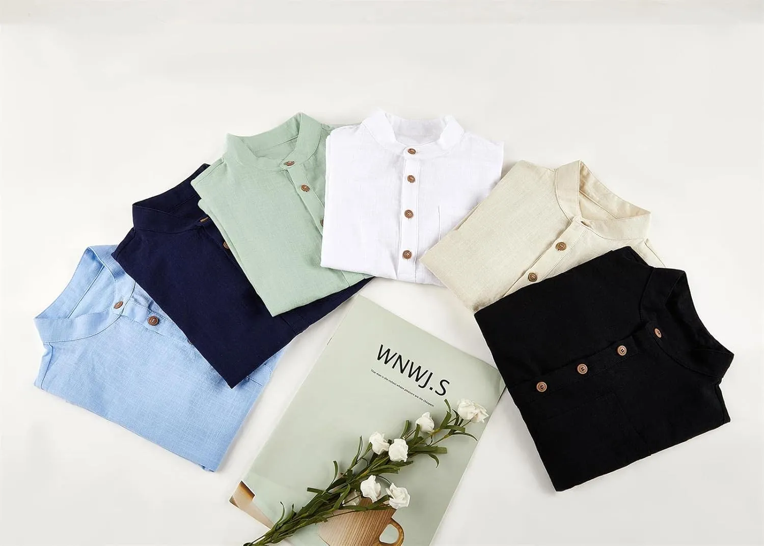 Inorin Boys Linen Shirt Button Up Henley Long Sleeve Dress Shirts Cotton Lightweight Tees Tops with One Pocket