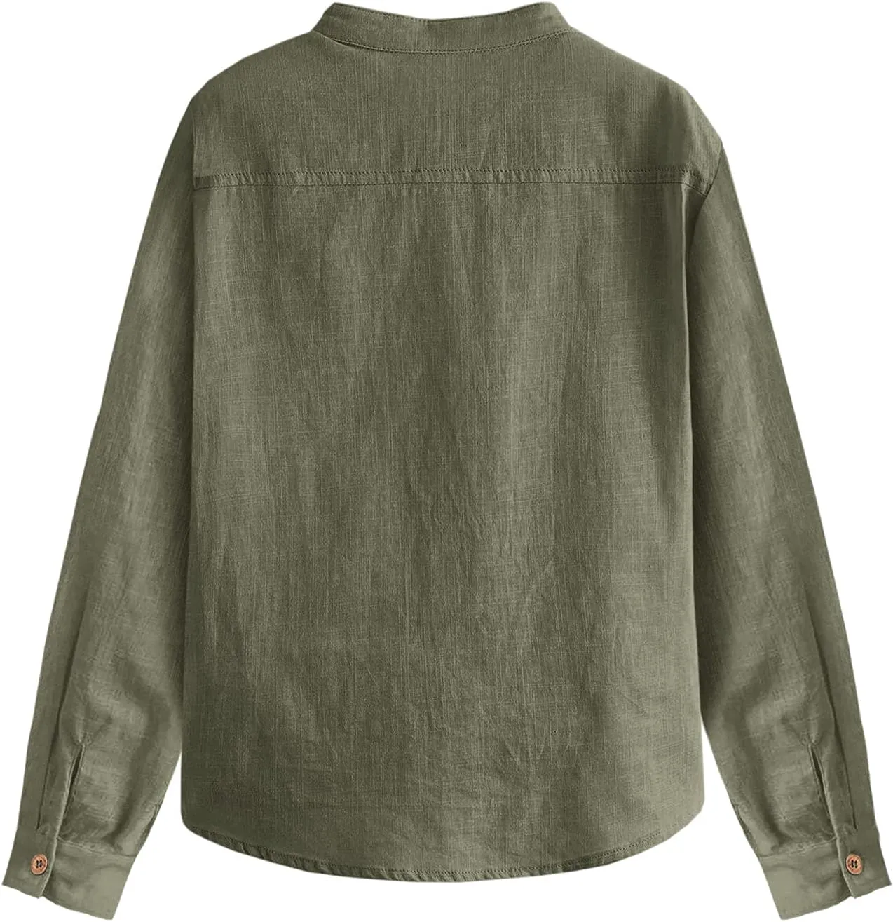 Inorin Boys Linen Shirt Button Up Henley Long Sleeve Dress Shirts Cotton Lightweight Tees Tops with One Pocket