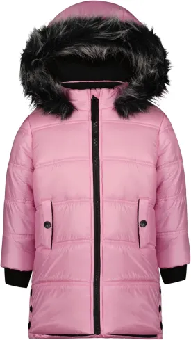 Jessica Simpson Girls' Mid-Length Heavyweight Puffer Jacket with Faux Fur Hood Winter Coat