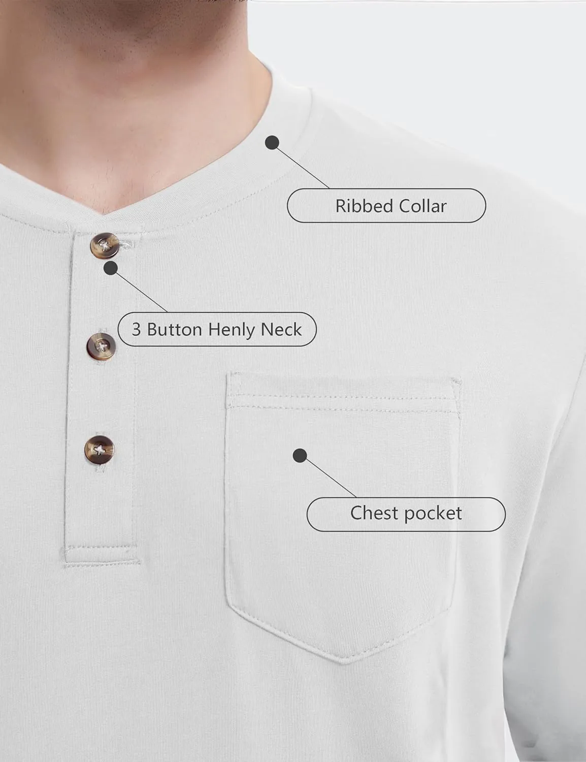 MAGNIVIT Mens Henley Shirts Long Sleeve Fall Cotton Casual T-Shirts with Pocket Plain Moisture Wicking Tee with 3 Button