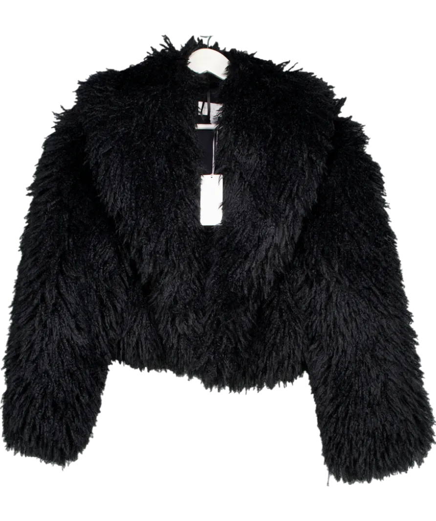 M&S Black X Sienna Miller Faux Fur Coat UK 10