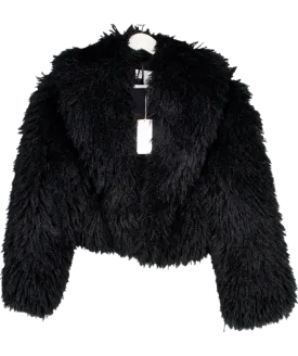 M&S Black X Sienna Miller Faux Fur Coat UK 10