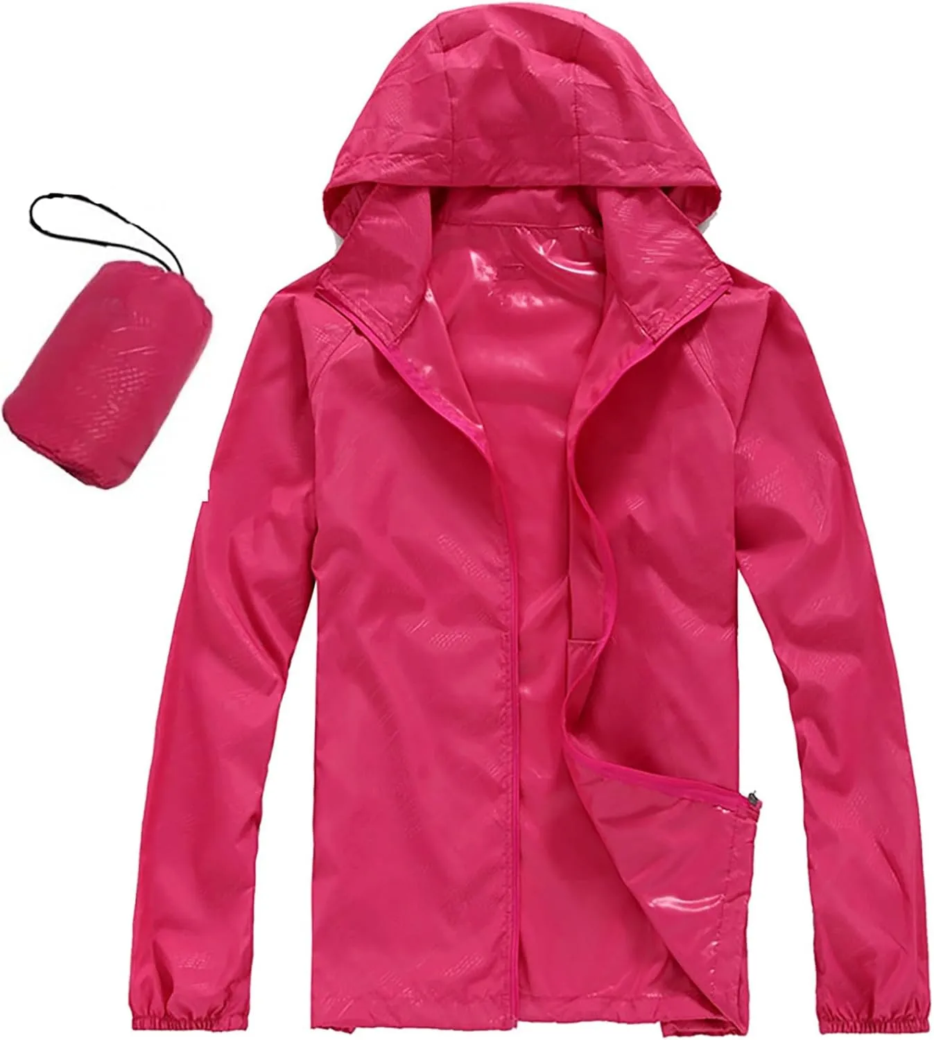 Rain Jacket Women Waterproof Lightweight Windbreaker Jacket with Hood Outdoor Sports Packable Raincoat with Pockets
