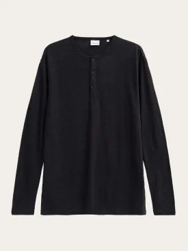 Regular linen henley - GOTS/Vegan - Black Jet