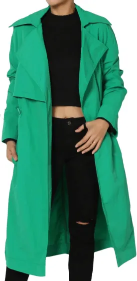 TheMogan Women's Open Front Lightweight Trench Coat Long Sleeve Mid-Length Windbreaker