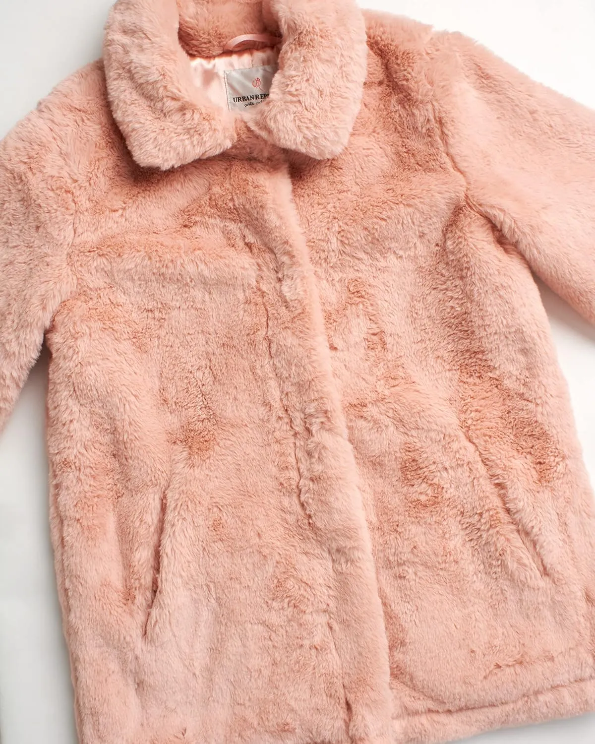 URBAN REPUBLIC Girls' Jacket- Long-Length Plush Faux Fur Teddy Overcoat