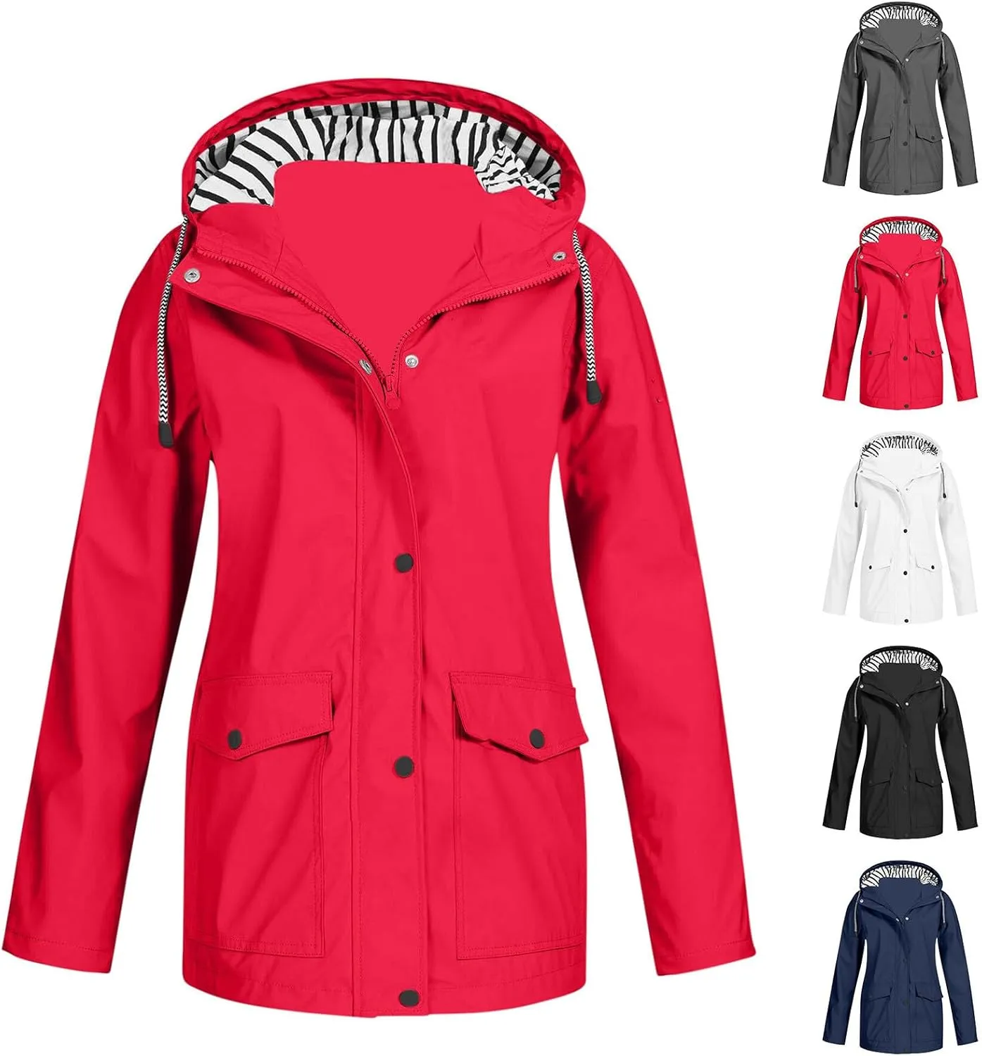 Women's Rain Jacket with Hood Packable Waterproof Rain Coats Oversized Travel Raincoats Windbreaker with Pockets