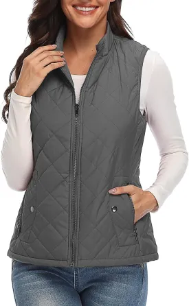 Xeoxarel Women's Quilted Vest with 4 Pockets, Puffer Padded Gilet (Available in Inner Pockets)